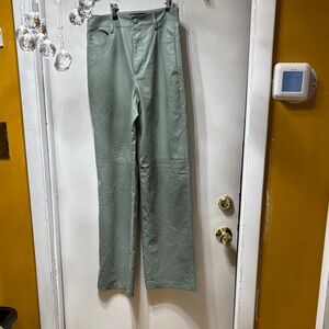 Zara Sage Green Wide-Leg Faux Leather Pants